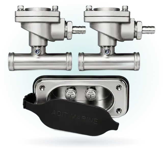 Dual remote flush kit with two flush valves and a two-button basin